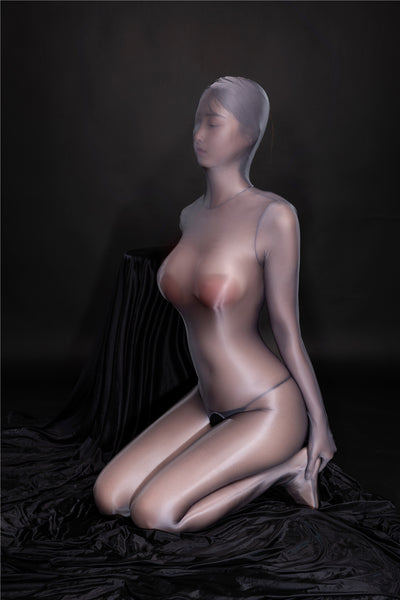 Danica Gray Glossy Full Encasement Bodystocking
