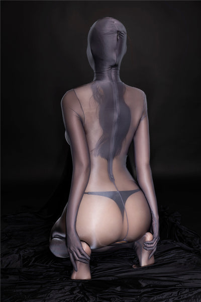 Danica Gray Glossy Full Encasement Bodystocking