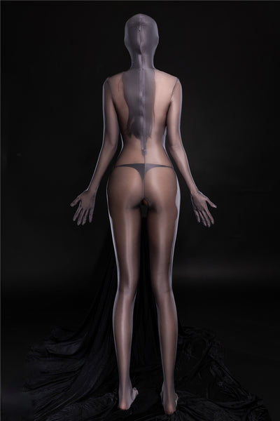 Danica Gray Glossy Full Encasement Bodystocking