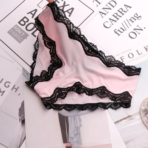 Pink Lace Trim Strappy Back Panty