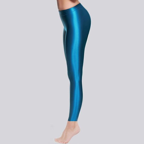 Turquoise Wet Look Leggings