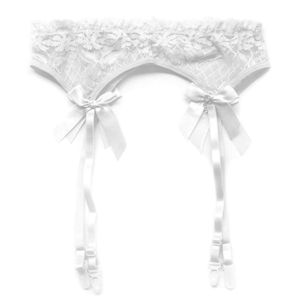 White Romance Me Ribbon Lace Garter Belt