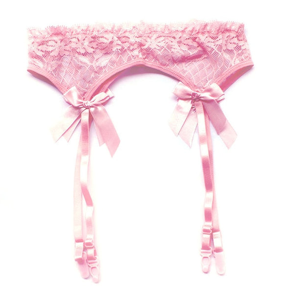 Pink Romance Me Ribbon Lace Garter Belt