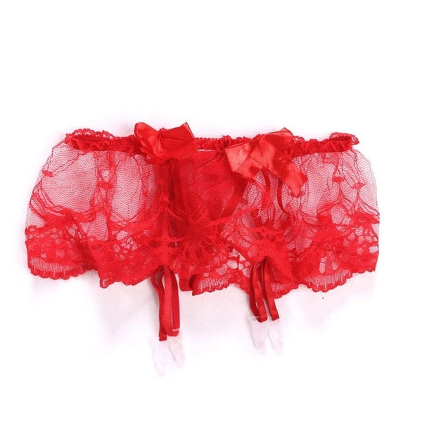 Red Ribbon Lace Garter Belt 