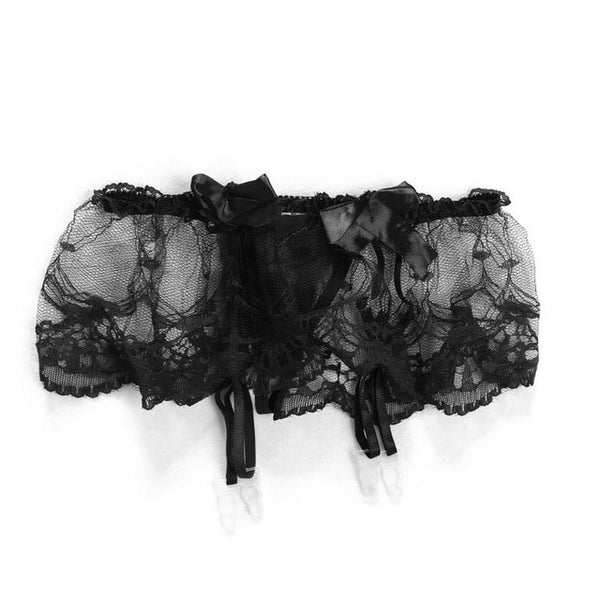 Black Ribbon Lace Garter Belt