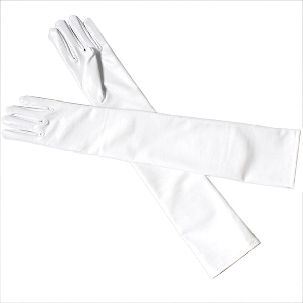 White Latex Leather Wet Look Above Elbow Gloves